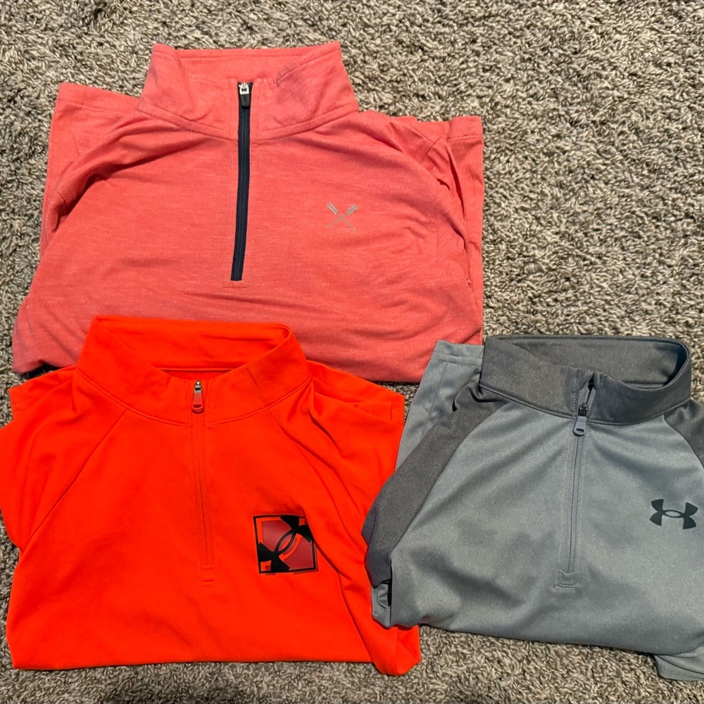 Under Armour Kids' Half-Zip Sweater Trio - Coral, Orange, and Gray